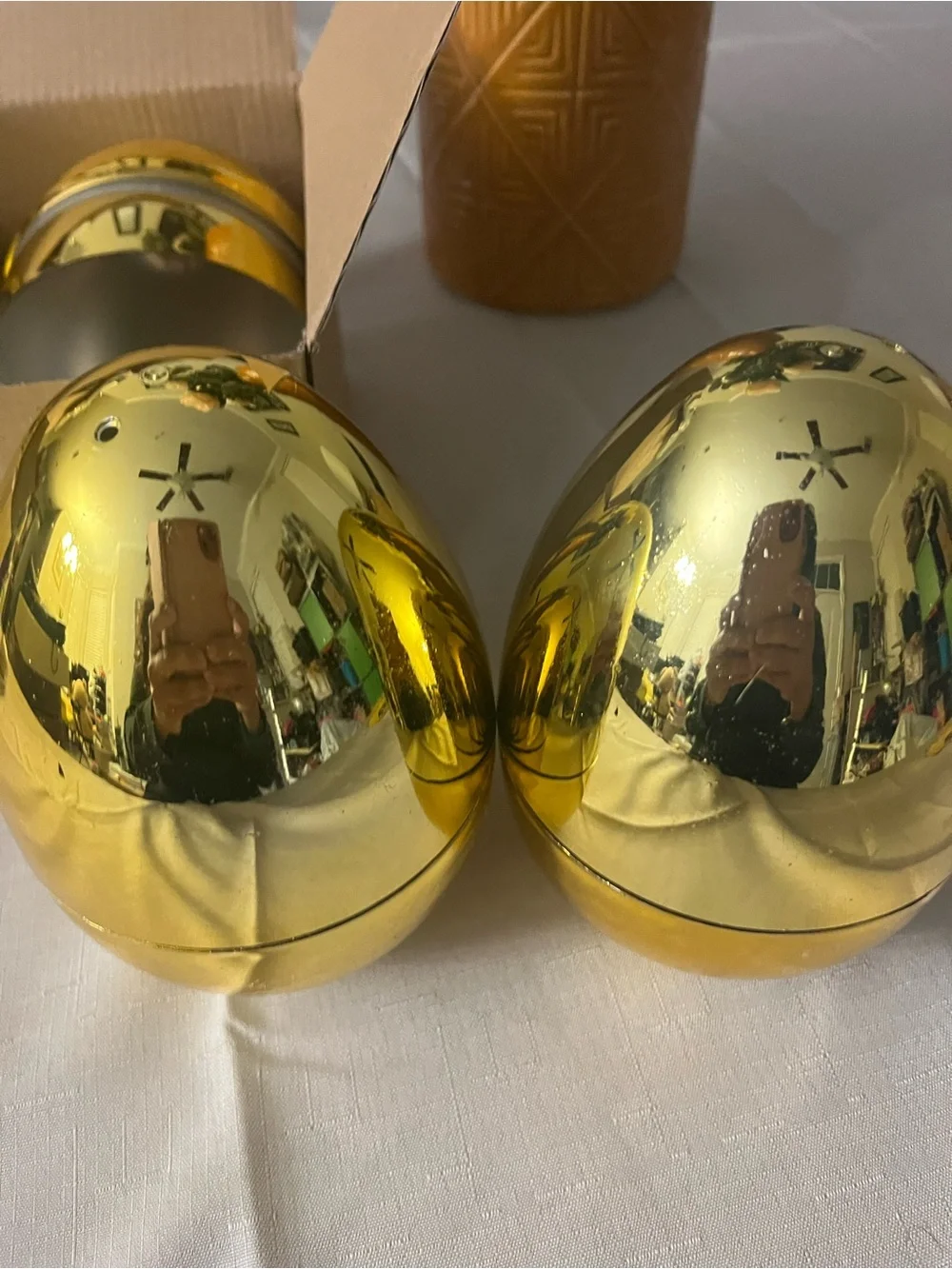 Set of Shiny Gold Decorative Egg Ornaments